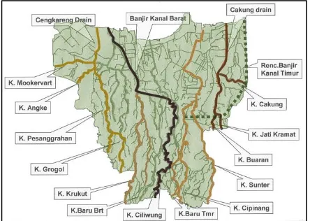 Gambar 4. Peta Tiga Belas Sungai Jakarta 