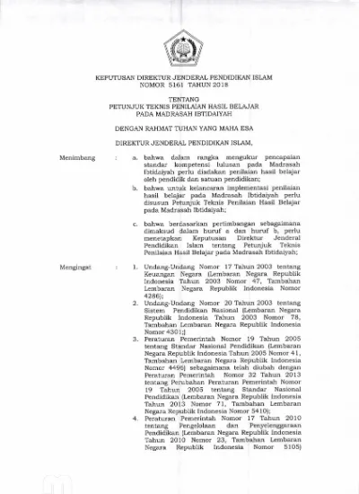 Top Pdf Sk Dirjen Pendis Nomor 5161 Tahun 2018 Tentang Juknis Penilaian Hasil Belajar Pada Mi 4320