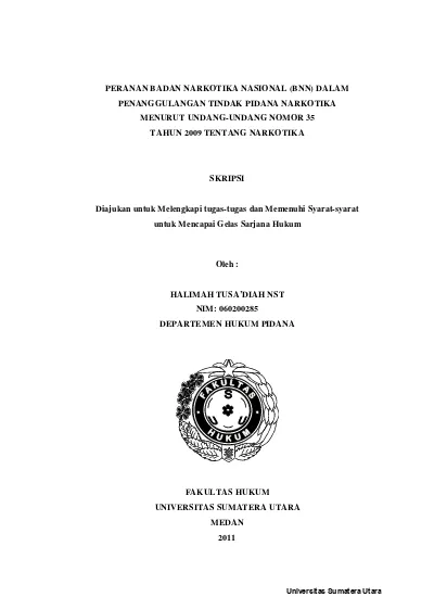 Peranan Badan Narkotika Nasional (BNN) Dalam Penanggulangan Tindak ...