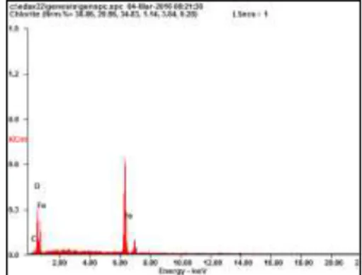 Gambar III.2 Hasil Analisa EDX Plat Besi  Tabel III.1 Komposisi pada Plat Besi 