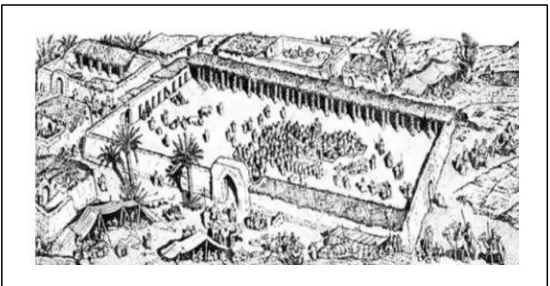 Gambar 2.5 Denah Masjid Nabawi saat perluasan pada tahun 640 M  (Sumber : Yulianto Sumalyo, 2000) 