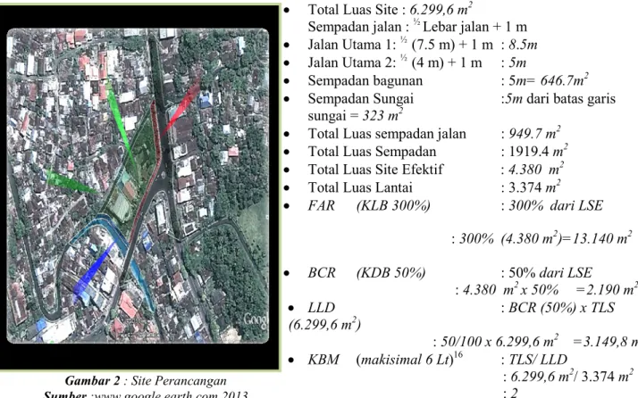 Gambar 2 : Site Perancangan  Sumber :www.google earth.com 2013 