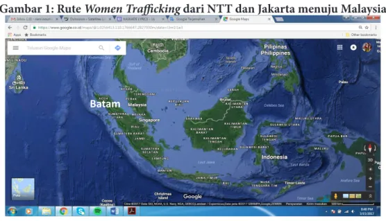 Gambar 2: Rute Women Trafficking dari Kantor Imigrasi Entikong menuju Malaysia (kasus  2)