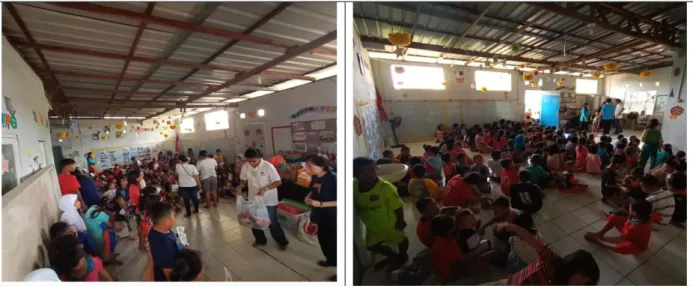 Gambar 3. Team Relawan Membagikan Makanan Bergizi kepada Anak-Anak 
