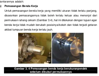 Gambar 3. 5 Pemasangan benda kerja berukuran panjang 