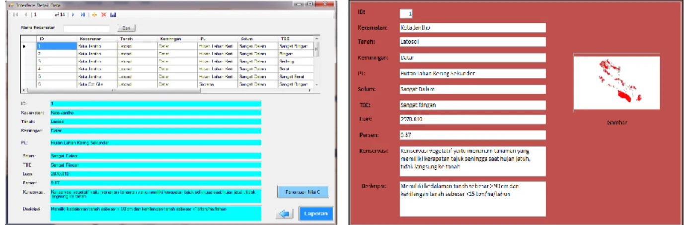 Gambar 6c. Interface Detail Data Menggunakan Visual Basic.Net 2010 (kiri);  dan Microsoft Office Access 2007 (kanan) 