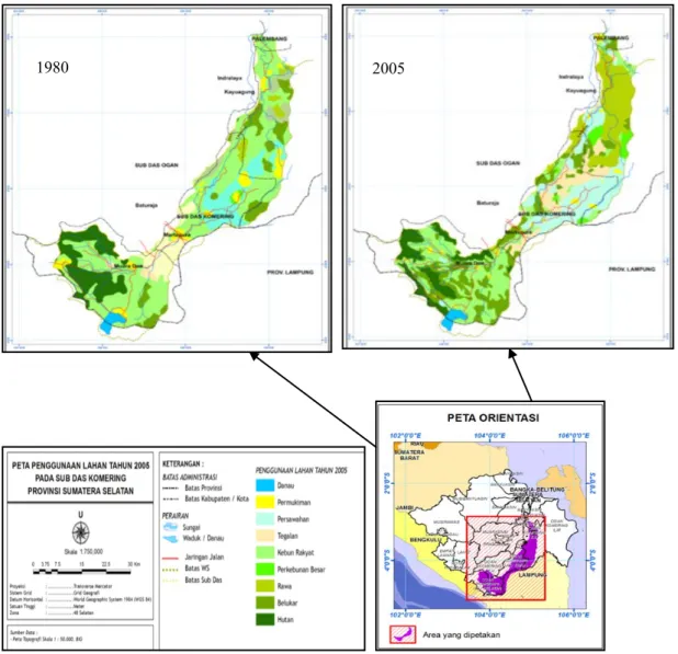 Gambar 2. Penggunaan lahan DAS (1980 dan 2005) 