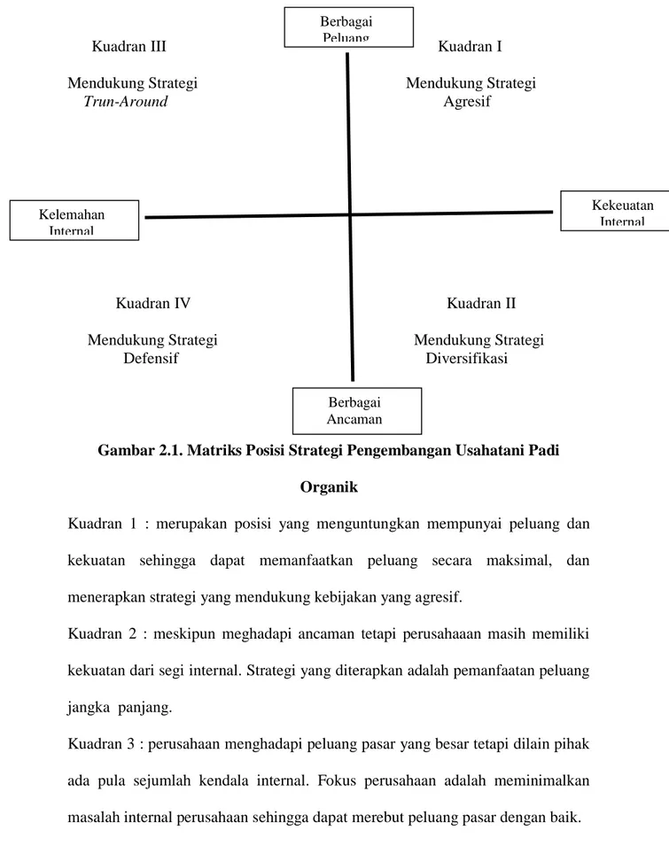 Gambar 2.1. Matriks Posisi Strategi Pengembangan Usahatani Padi  Organik 