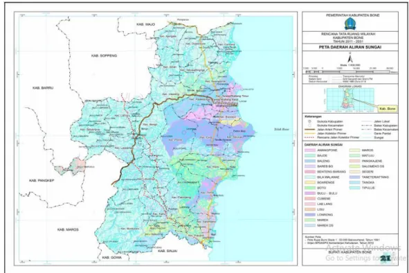 Gambar 1: Peta Daerah Aliran Sungai di Kabupaten Bone  B. Data Penelitian 