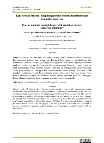 Keperawatan Bencana: Pengurangan Risiko Bencana Tsunami Melalui ...