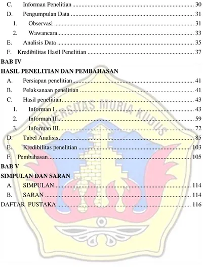 Tabel Analisis ........................................................................................