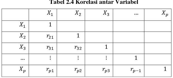 Tabel 2.4 Korelasi antar Variabel 