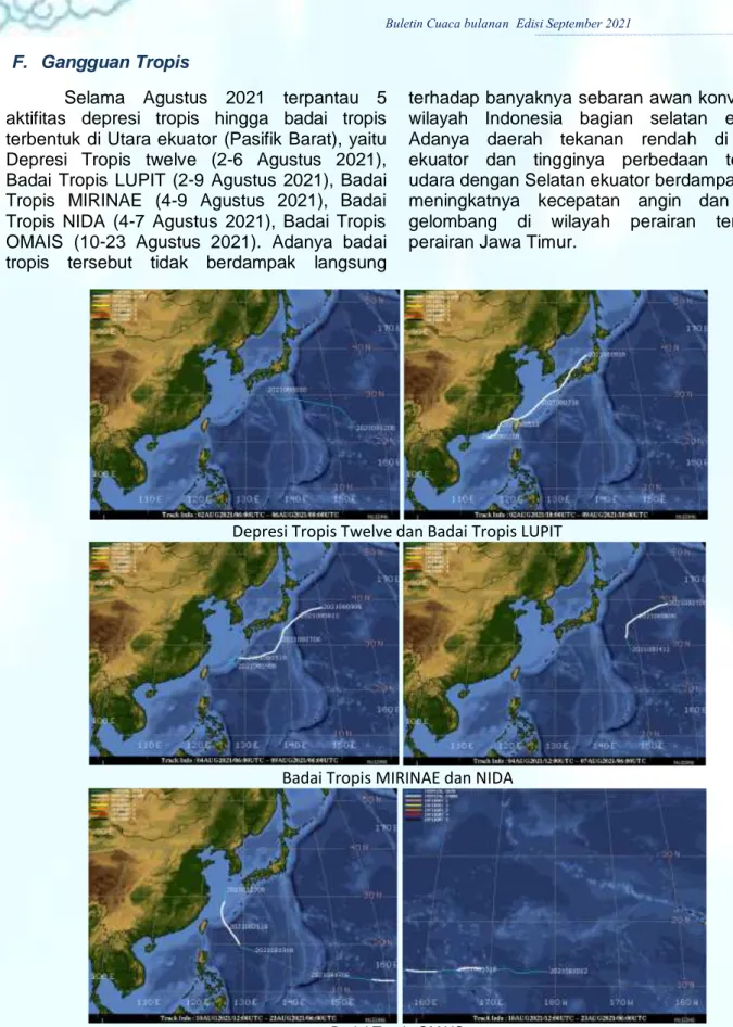 Gambar 8. Lintasan Badaii Tropis selama bulan Agustus 2021 (sumber: CIMSS) 