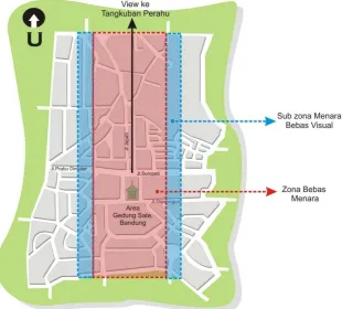 Gambar 2.6  Ilustrasi Zona Bebas Menara dan Sub Zona Menara Bebas Visual Koridor RTH  