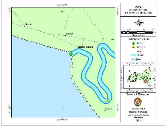 Gambar 1 . Peta lokasi penelitian di Sungai Kumbe dengan Kedua stasiun
