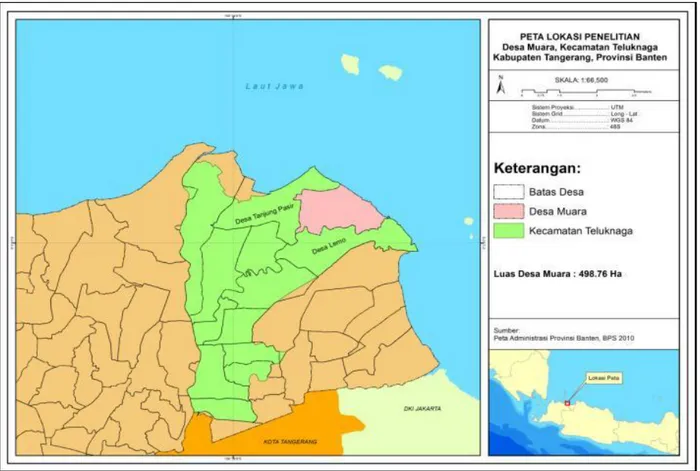 Gambar 1. Peta lokasi penelitian di Desa Muara, Tangerang, Banten 