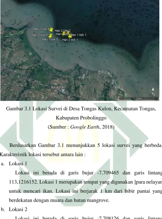 Gambar 3.1 Lokasi Survei di Desa Tongas Kulon, Kecamatan Tongas,  Kabupaten Probolinggo 