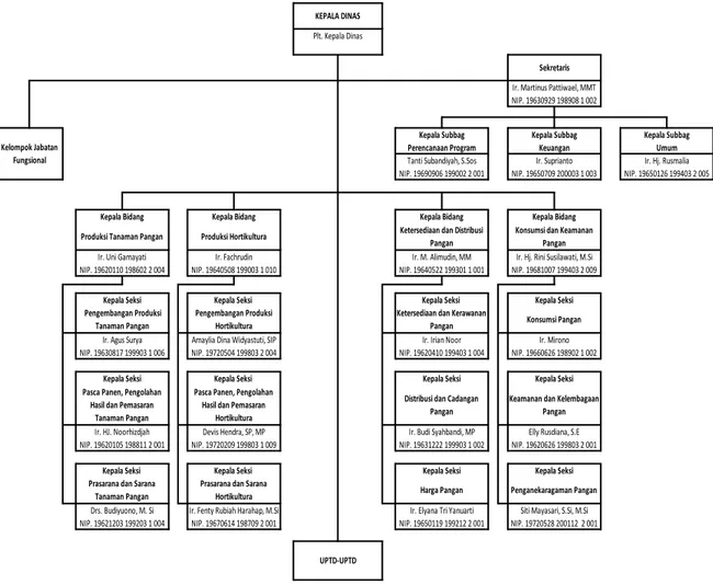 Gambar 1. Struktur Organisasi Dinas Pangan, Tanaman Pangan dan Hortikultura Provinsi  Kalimantan Timur 