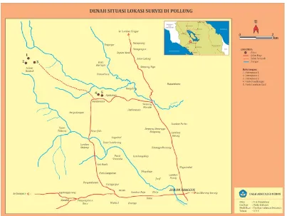 Gambar 1. Peta lokasi penelitian dan areal sisa aktivitas masyarakat Pollungpada masa lalu (Sumber Balai Arkeologi Medan 2013)