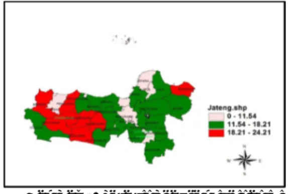 Gambar 1. Peta tingkat kemiskinan di  Jawa Tengah