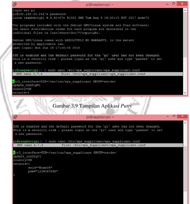 Gambar 3.9 Tampilan Aplikasi Putty 