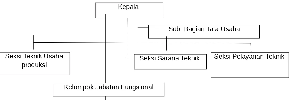 Gambar 1. Struktur Organisasi  Balai Layanan Usaha Produksi Perikanan Budidaya Karawang(Sumber : BLUPPB Karawang 2016)