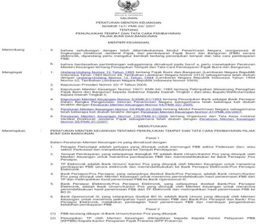 Gambar 4.3.1.1 : Peraturan Menteri Keuangan Nomor 167/ PMK.03/ 