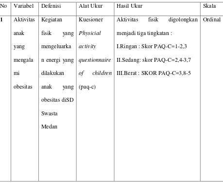 Tabel 3.2 Defnisi Operasional 