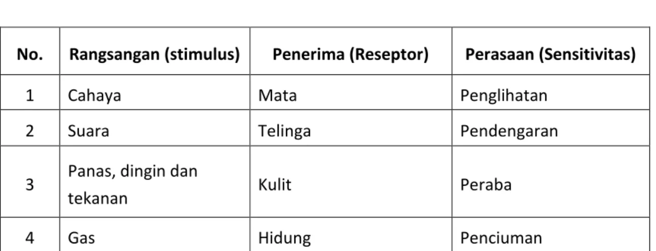 Tabel 2.1  Proses Sensorik 