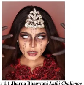 Gambar 1.1 Jharna Bhagwani Lathi Challenge  Sumber: https://www.instagram.com/p/CAUv-H4p5ac/  