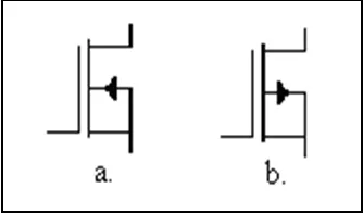 Gambar 8 Simbol Transistor MOSFET Mode Depletion 