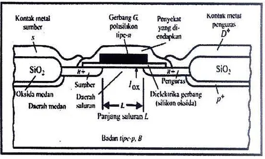 Gambar 10 Skematik MOSFET tipe-n  