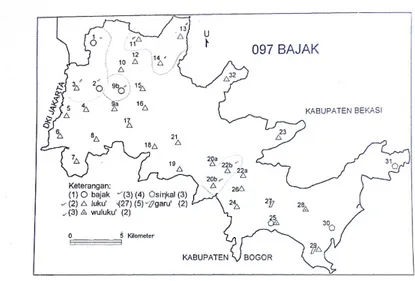 Gambar 3 Peta Bajak di Perbatasan Bogor-Bekasi. (Sumber: Wahya, 2005: 163)