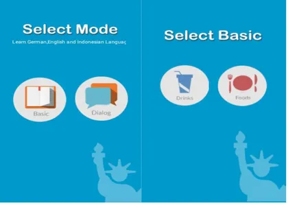Gambar 8. Menu ‘Learn’ dan Menu ‘Select Basic’  3.  Menu Drink dan Tampilan Menu Food 