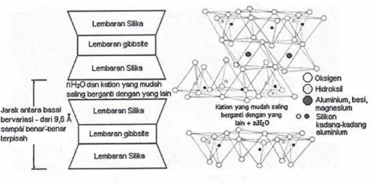 Gambar 2.12 Struktur Montmorillonite (Das, 1991) 