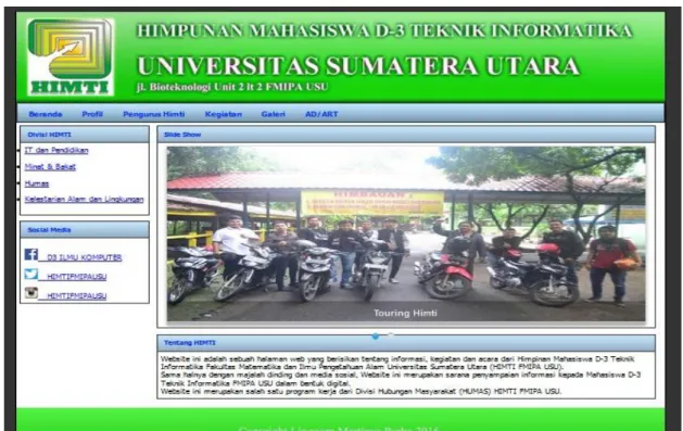 Gambar 4.4 Halaman Index Website Himpunan Mahasiswa D-3 Teknik  Informatika USU 