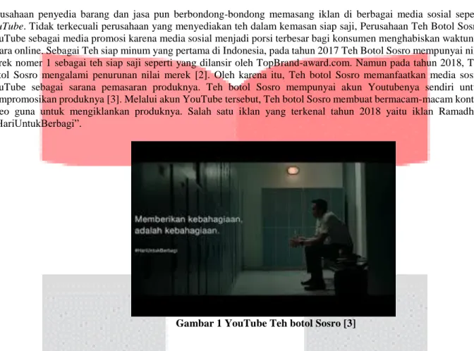 Gambar 1 YouTube Teh botol Sosro [3] 