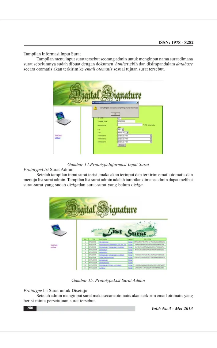 Gambar 14.PrototypeInformasi Input Surat PrototypeList  Surat Admin
