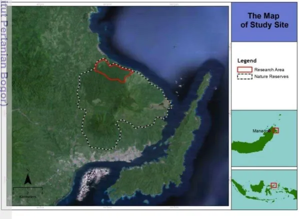 Figure 1  The map of study site of Macaca Nigra Project in Tangkoko-Batuangus 