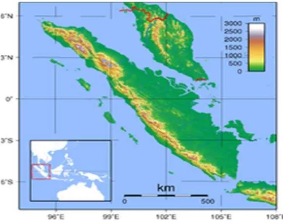 Gambar b.3 Peta Topografi Pulau Sumatera. 
