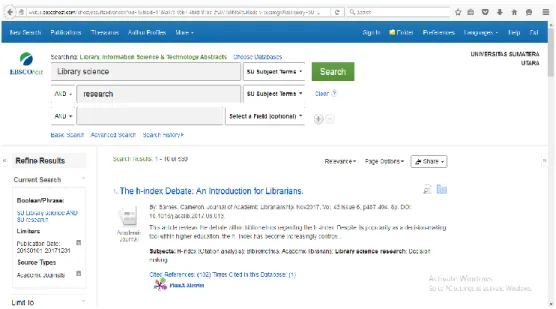 Gambar 4.1 Contoh Hasil Penelusuran pada Database Online EBSCO 
