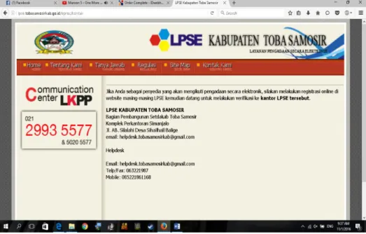 Gambar 4.2 Tampilan Website LPSE Halaman Kontak Dan Alamat 