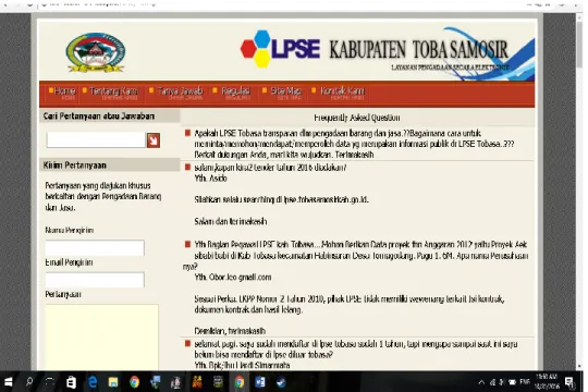 Gambar 4.3 Tampilan Website Menu Tanya Jawab LPSE  