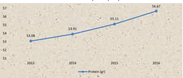 Grafik 7. Rata-rata Konsumsi Protein per Kapita per Hari Tahun 2013-2016