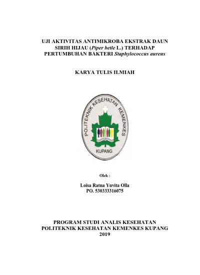 Uji Aktivitas Antimikroba Ekstrak Daun Sirih Hijau (piper Betle L ...