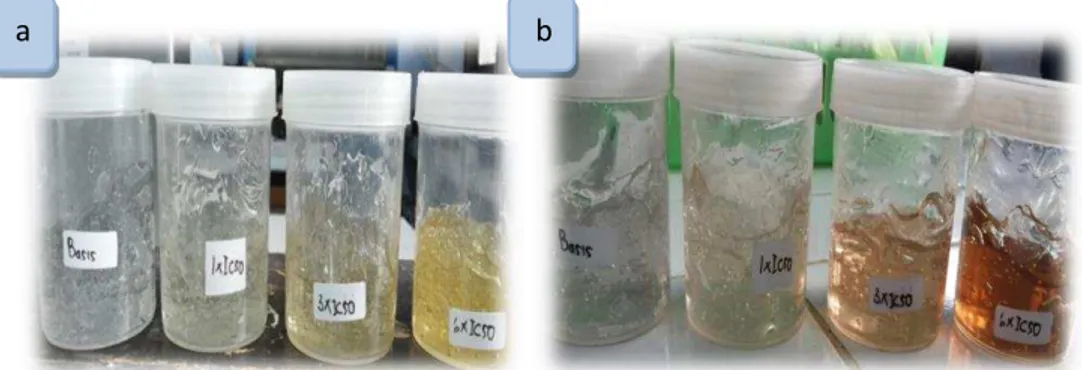 Tabel 4. Hasil pengamatan organoleptik gel sebelum dan sesudah cycling test 