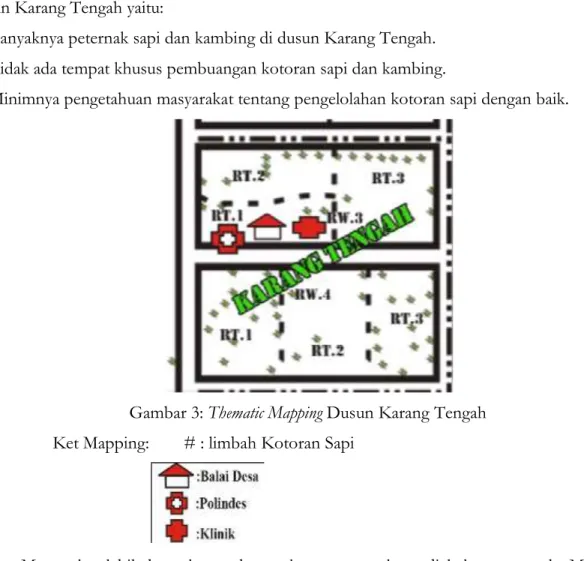 Gambar 3: Thematic Mapping Dusun Karang Tengah  Ket Mapping:   # : limbah Kotoran Sapi 