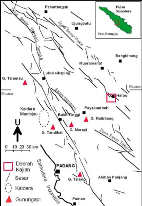 Gambar 2. Peta struktur geologi Cekungan Ombilin dan sekitarnya. 