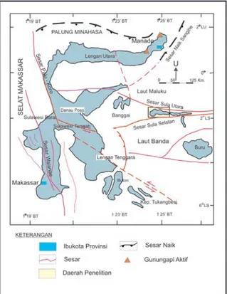 Gambar 2. Tataan tektonika wilayah Taliabu dan sekitarnya  (modifikasi  dari  Audley-Charles,  1972;  Silver,  1977;  Hamilton, 1979)