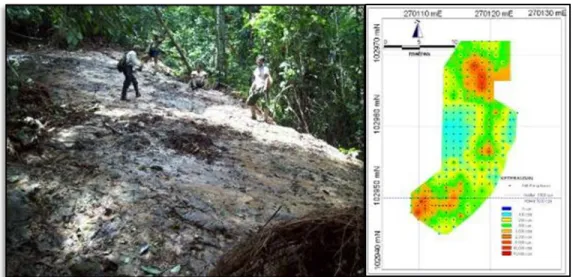 Gambar 12. Peta Iso Radioaktivitas pada Lokasi Anomali S. Martha Hulu 